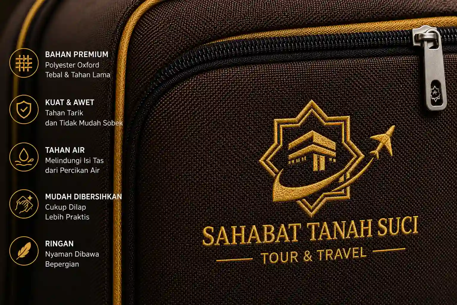 bahan tas koper kabin umroh custom polyester oxford