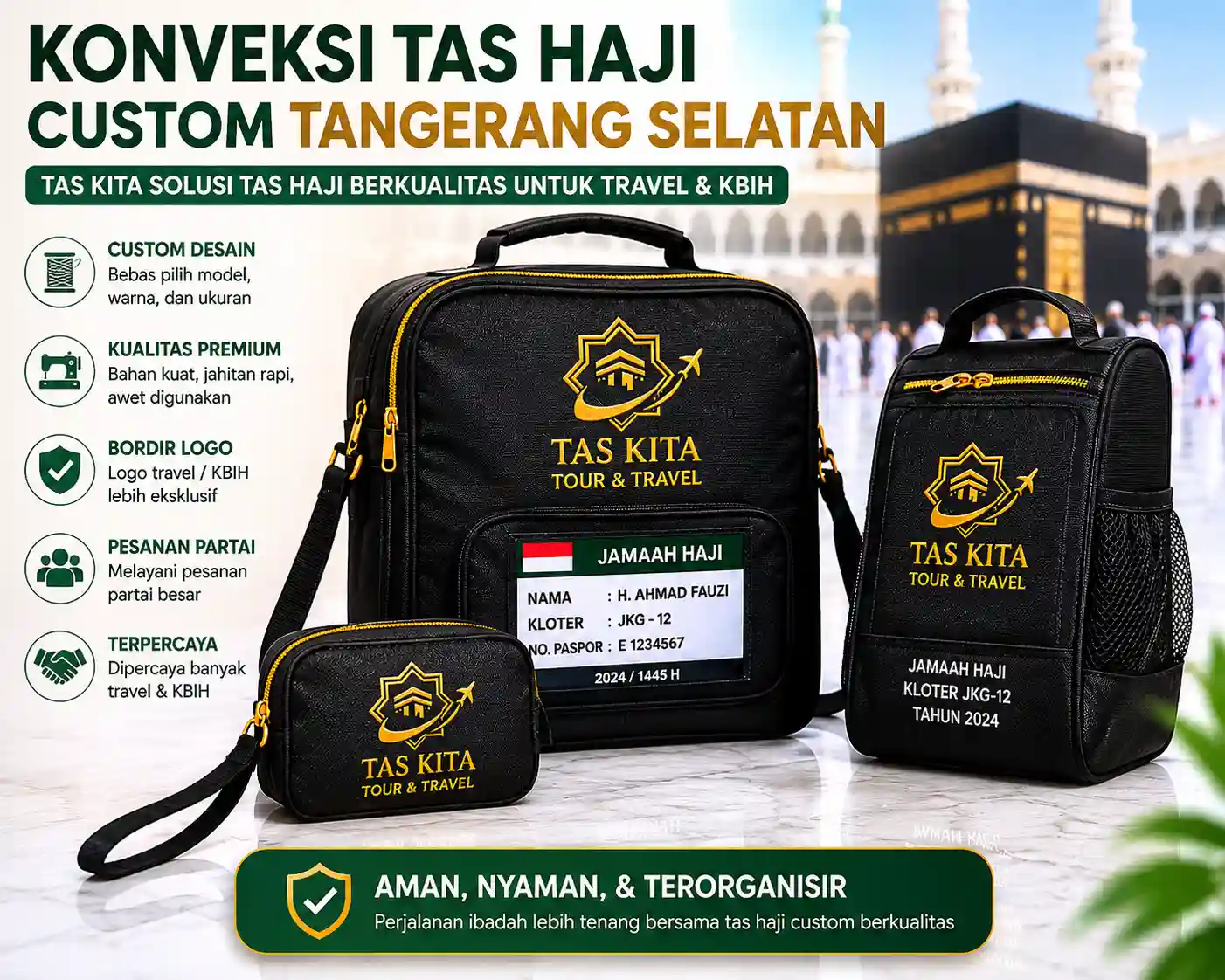 tas haji custom partai untuk KBIH dan travel haji